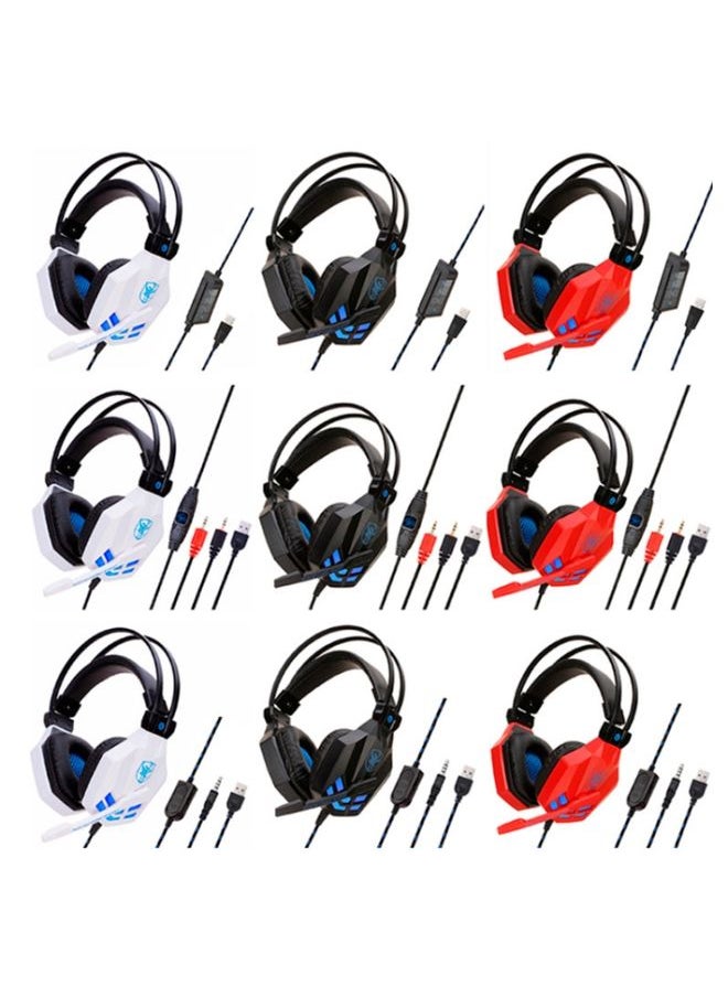 Soyto SY850MV Luminous Gaming Computer Headset For PC (White Blue)