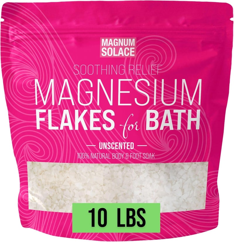 Magnum Solace Magnesium Flakes for Bath  Magnesium Chloride Flakes Organic Pure  Unscented 10 LBS