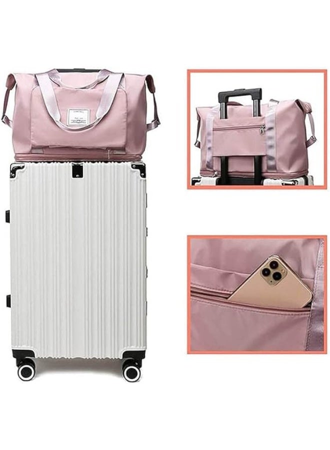 حقيبة متعددة الاستخدام يمكن طيّها بسهولة، وتحتوي على جيب أمامي وسحّاب علوي، كما يمكن تثبيتها على مقبض الحقيبة السفرية المصممة خصيصاً لتجمع بين الأناقة، الراحة، والعملية , لون بينك - Image 5