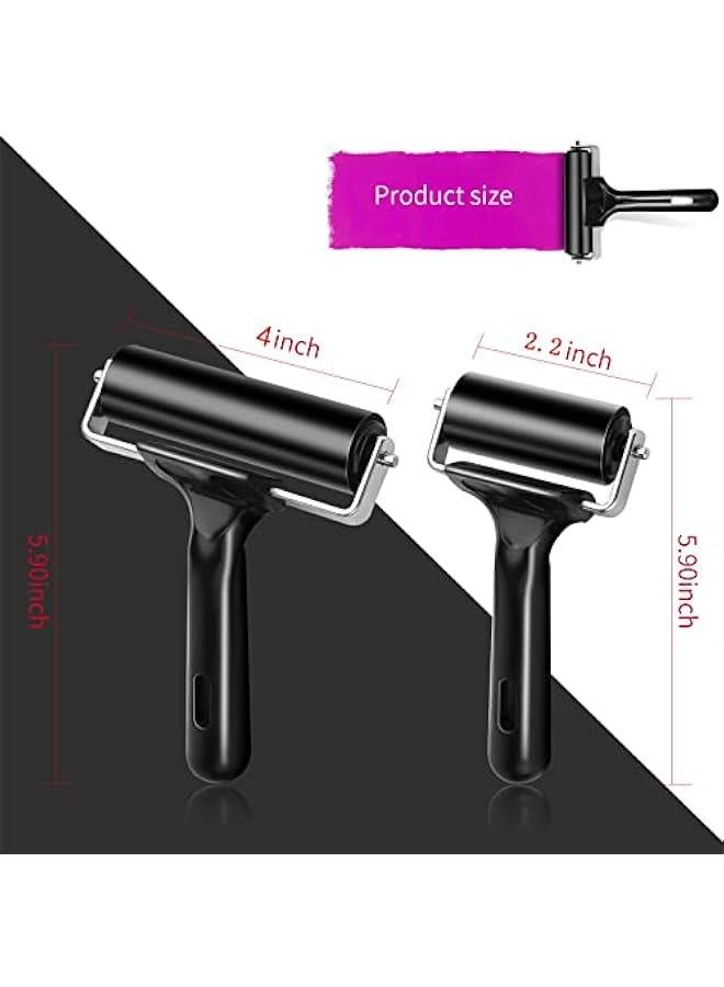 2Pcs Rubber Roller Brayer Rollers Hard Rubber 4 and 2.2 Inch for Printmaking (Black) by … - Image 2