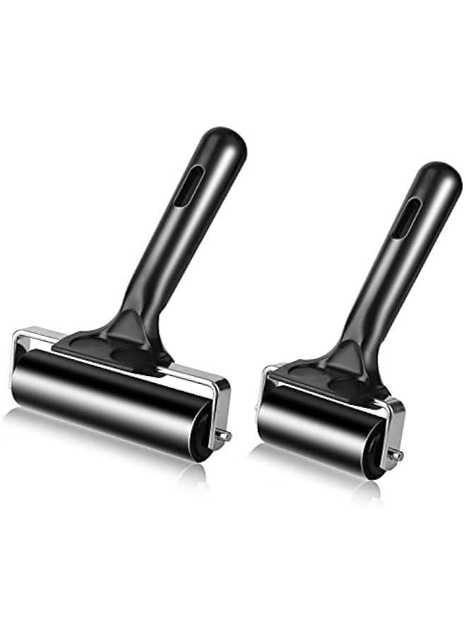 2Pcs Rubber Roller Brayer Rollers Hard Rubber 4 and 2.2 Inch for Printmaking (Black) by … - Image 1