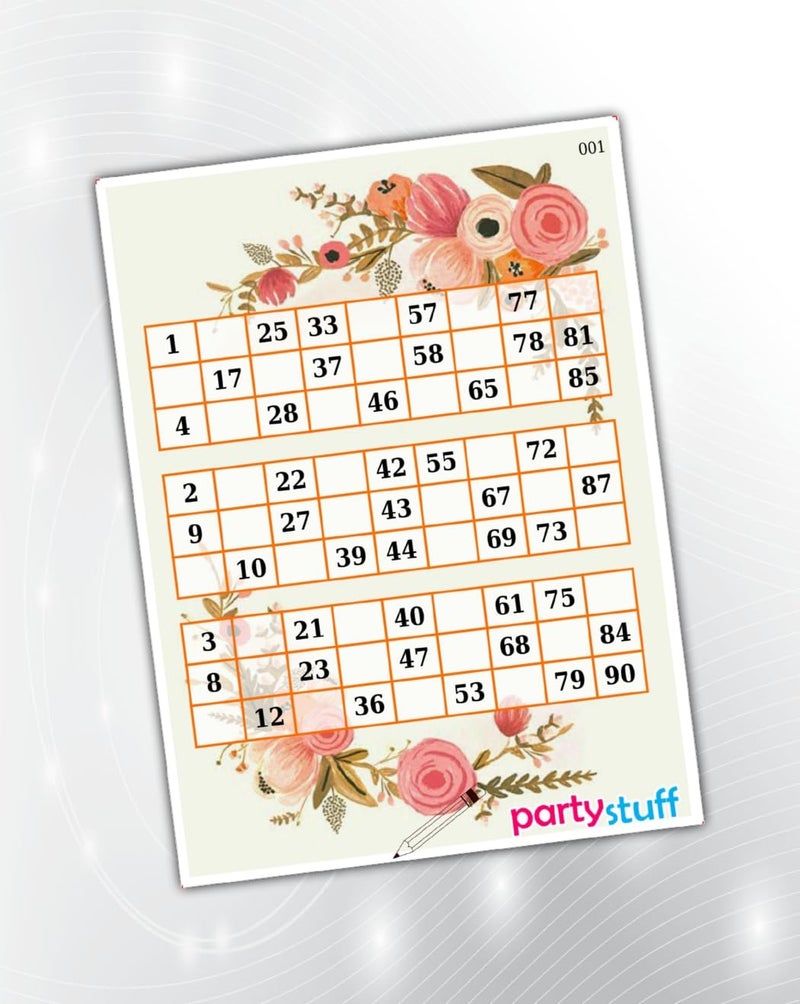 PartyStuff تذاكر ألعاب الكيتي بموضوع الزهور من PartyStuff كلاسيكية ثلاثية الزهور تمبولا هاوسي - Image 1