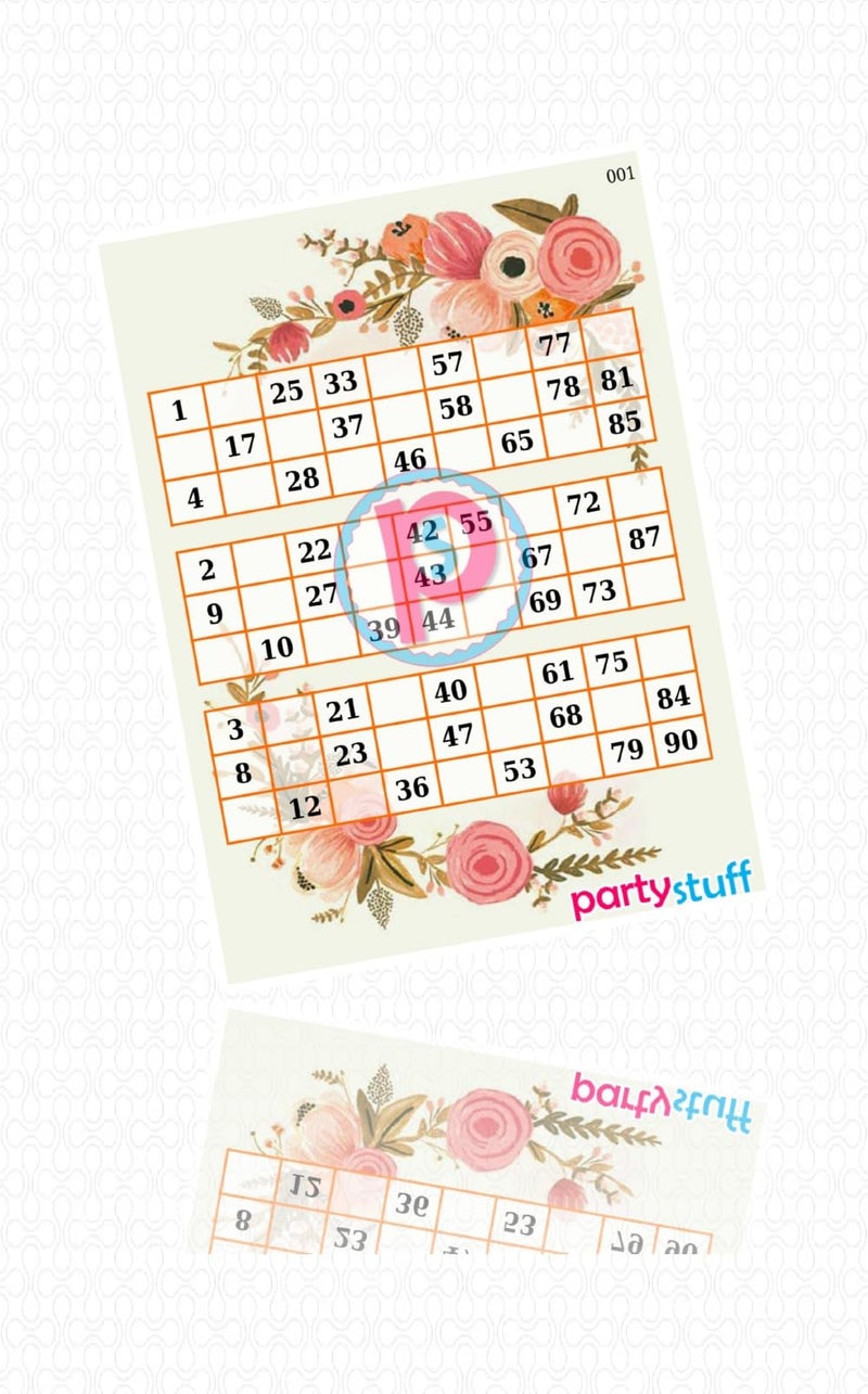 PartyStuff تذاكر ألعاب الكيتي بموضوع الزهور من PartyStuff كلاسيكية ثلاثية الزهور تمبولا هاوسي - Image 2