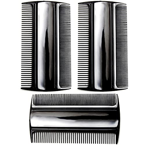 Favorict 3 Pack 35 Pocket Hair Comb Beard Mustache 2 Sides Combs for Mens Hair Beard Mustache and Sideburns Black - Image 2