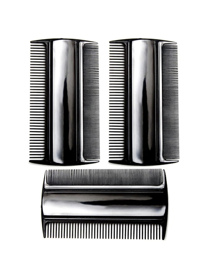Favorict 3 Pack 35 Pocket Hair Comb Beard Mustache 2 Sides Combs for Mens Hair Beard Mustache and Sideburns Black - Image 3
