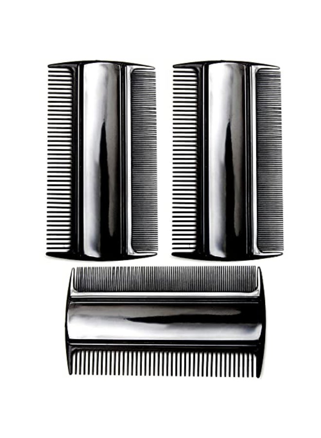 Favorict 3 Pack 35 Pocket Hair Comb Beard Mustache 2 Sides Combs for Mens Hair Beard Mustache and Sideburns Black - Image 1
