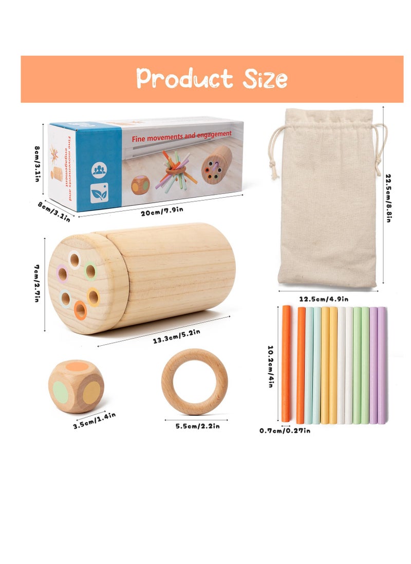 Excefore Wooden Montessori Sticks Toys for Kids, 6 Colors Fine Motor Skills Toys, Learning Toys for 1-3 Year Old, Natural Wood Educational Sorting Toy, Sensory Toys Travel Game Birthday for Boys Girls  - Image 5