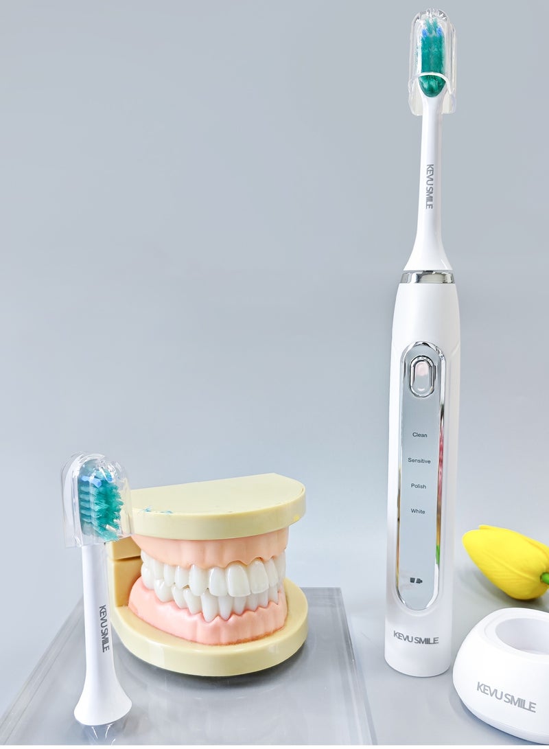 Kevu smile Electric Complete Dental Care Toothbrush Advanced Toothbrush with LED Whitening Technology - Elegant Blue Design This innovative toothbrush combines:  Powerful sonic technology for highly efficient plaque removal 6 integrated LED lights to help whiten teeth during cleaning 4 smart modes suitable for all mouth and gum needs Long-lasting rechargeable battery  Designed to give you results similar to a dentist visit. Maintain your dental health and bright smile with this advanced toothbrush! - Image 2