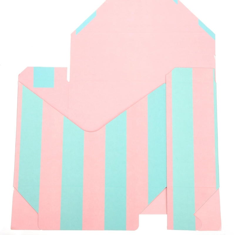 Floral Bouquet Envelope Boxes Set of 4 - Pink Blue Striped Foldable Flower Wrapping Packaging - Image 4