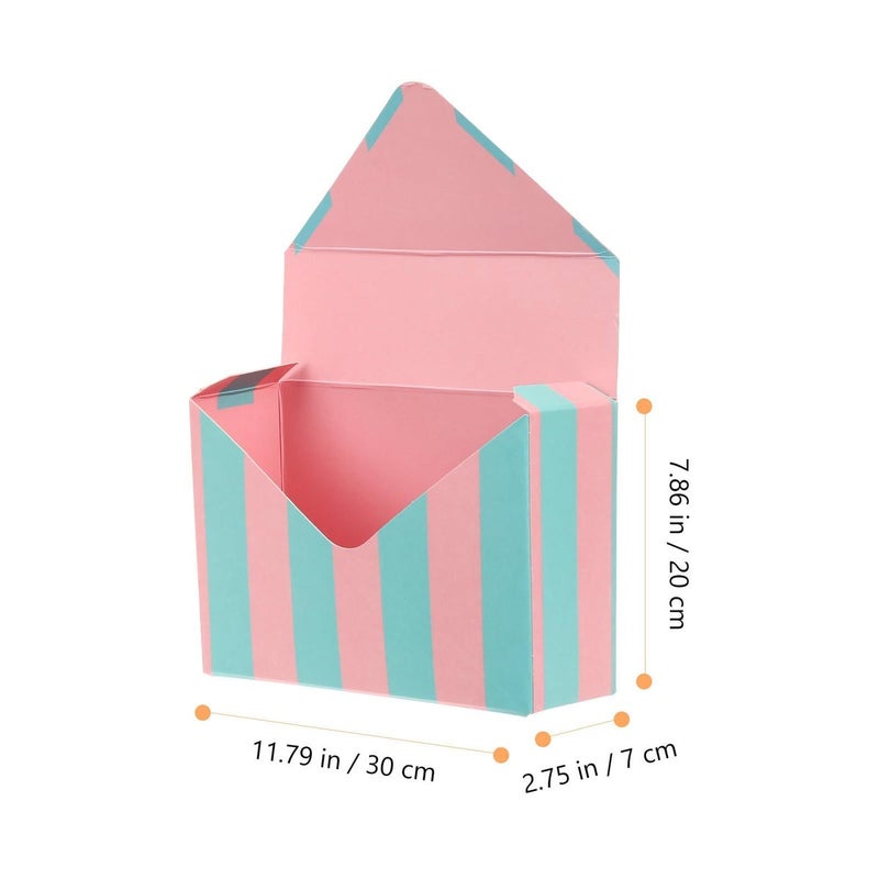 Floral Bouquet Envelope Boxes Set of 4 - Pink Blue Striped Foldable Flower Wrapping Packaging - Image 3