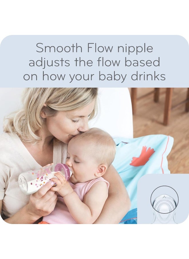 NUK NUK Smooth Flow Anti Colic Baby Bottle, 10 oz, 4 Pack, Pink Bunnies  - Image 3