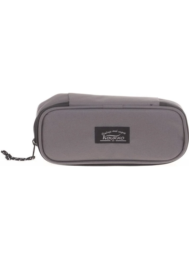 KAUKKO Pencil Bag with Special Compartment Gray K2364