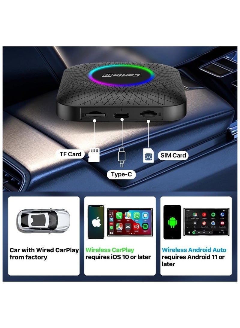 Newest Android 13.0 Ai Box LED, 8+128GB with Qualcomm 8-cores, 3-in-1 Wireless CarPlay/Android Auto Comes with Play Store, Streaming Video, Only for The Vehicle with Wired CarPlay - Image 5