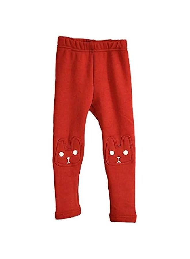 Kids Girls Winter Leggings Bunny Printed Thick Warm Fleece Pants for 2-7 Years - Image 4