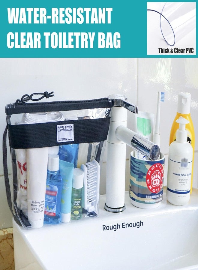RE ROUGH ENOUGH Rough Enough Clear Toiletry Bag Makeup Organizer Cosmetic Pouch with Zipper Handle for Travel Beach Essentials Storage - Image 4
