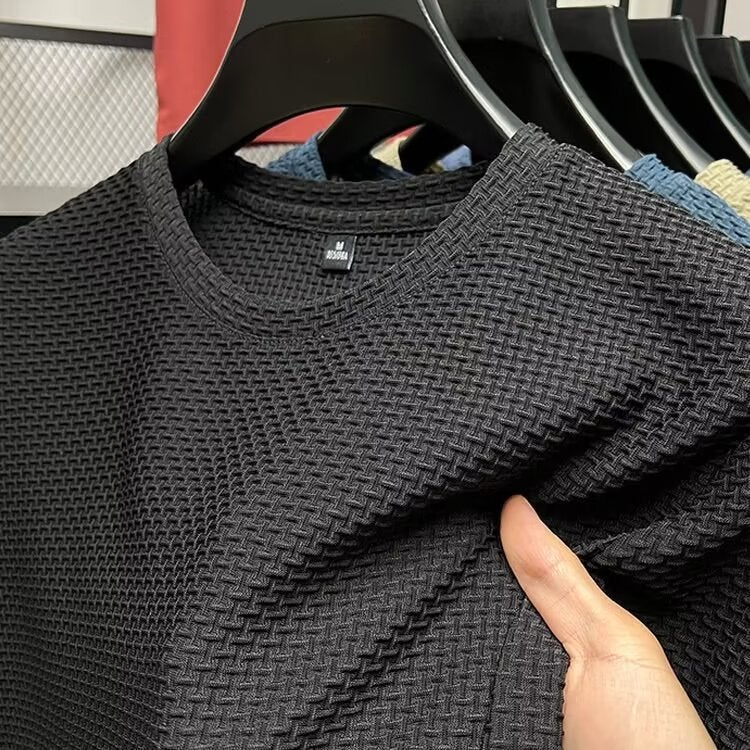 Thin Bamboo Ice Silk T-Shirt Men'S Short-Sleeved Summer Stretch Slim-Fit Comfortable Cool-Feeling Top Casual All-Match Half-Sleeve - Image 4