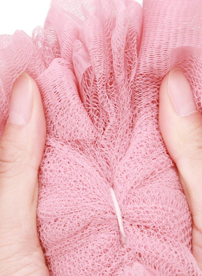 LissomPlume Bath Shower Sponge Loofah Mesh Pouf Brush Ball Exfoliating Accessory Pink Color - Image 4
