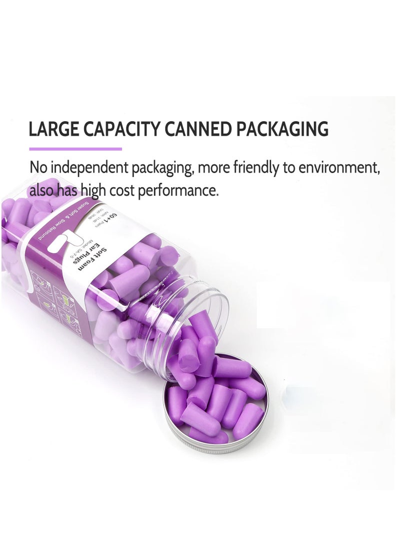 KASTWAVE - Ultra Soft Foam Earplugs Sleep 38dB Noise Cancelling Ear Plugs for Sleeping Shooting Snoring Work Loud 60 Pairs Purple - Image 1