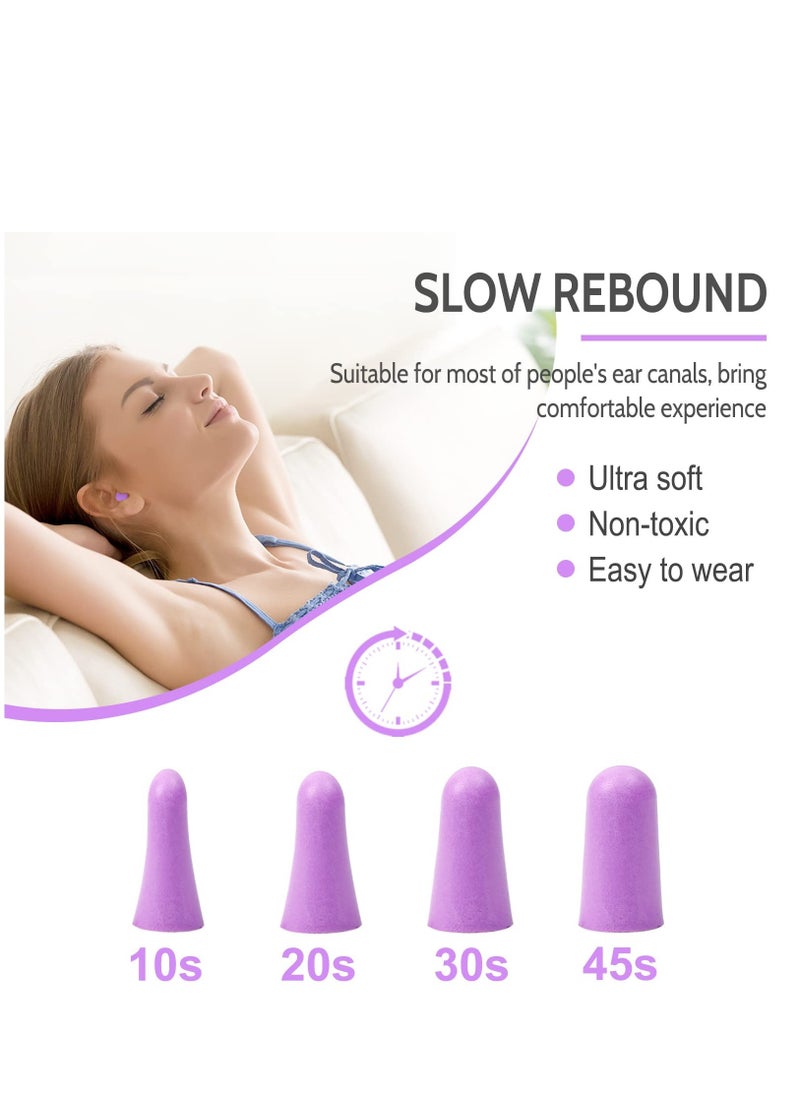 KASTWAVE - Ultra Soft Foam Earplugs Sleep 38dB Noise Cancelling Ear Plugs for Sleeping Shooting Snoring Work Loud 60 Pairs Purple - Image 1