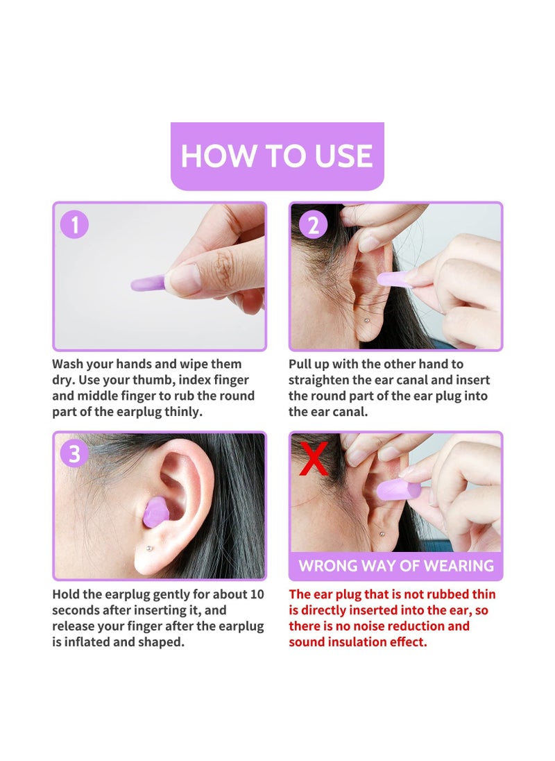 KASTWAVE - Ultra Soft Foam Earplugs Sleep 38dB Noise Cancelling Ear Plugs for Sleeping Shooting Snoring Work Loud 60 Pairs Purple - Image 1
