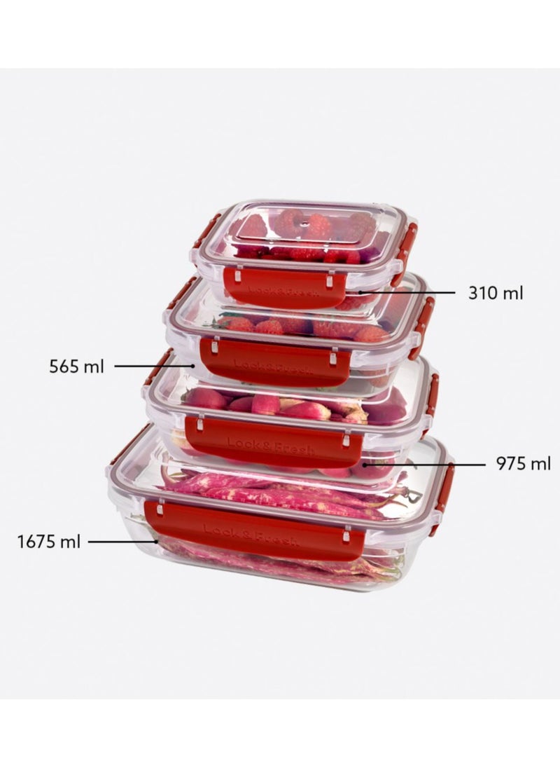 Dunia Fresh & Lock Rectangular 4-Piece Plastic Cans Set for Refrigerator with Airtight Lid - Storage Solution - BPA-Free | Lead-Free(310-565-975-1675 ML) - pzsku/Z3B358722A6CE8891D633Z/45/_/1711504879/66b086a9-9765-403d-af33-aa4833c2db63