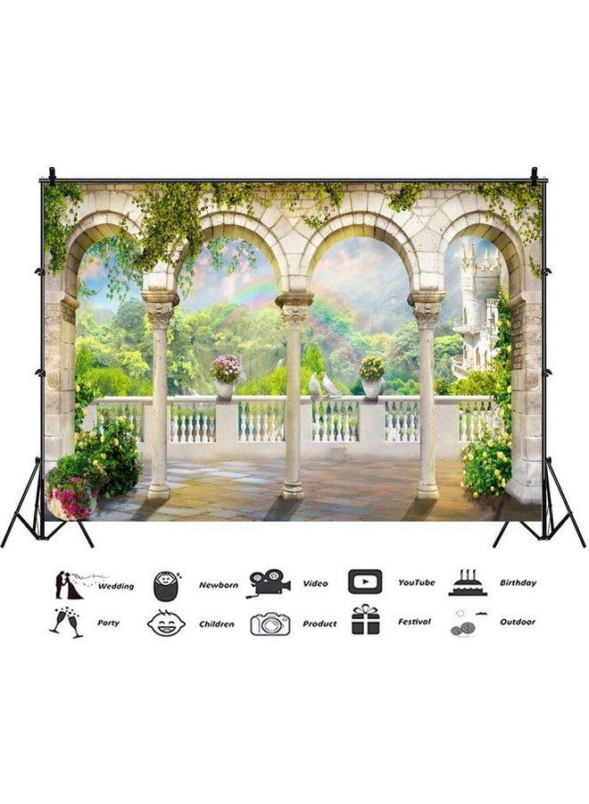 DORCEV خلفية تصوير المناظر الطبيعية 10X7 قدم حديقة باب مقوس زفاف حفلة استحمام عروس موضوع خطوبة خلفية حفلة سماء زرقاء للأطفال عشاق البالغين لوازم استوديو تصوير الزفاف - Image 4
