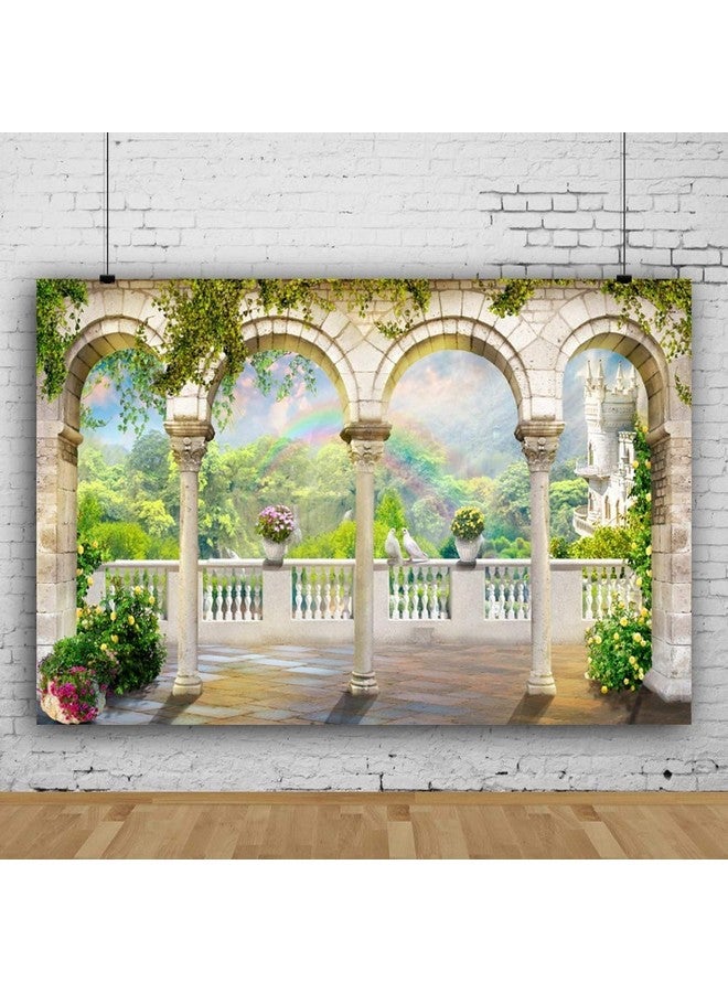 DORCEV خلفية تصوير المناظر الطبيعية 10X7 قدم حديقة باب مقوس زفاف حفلة استحمام عروس موضوع خطوبة خلفية حفلة سماء زرقاء للأطفال عشاق البالغين لوازم استوديو تصوير الزفاف - Image 3