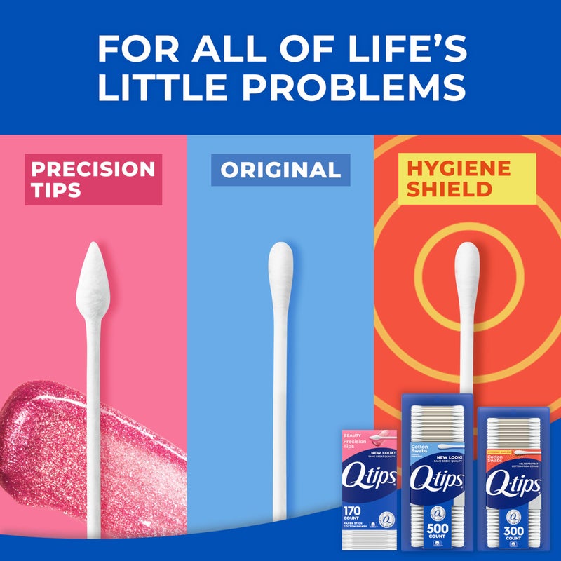 Q-Tips Cotton Swabs, Variety Pack, Original, Hygiene Shield and Precision Tips for Home, First Aid and Beauty Care, Made with 100% Cotton, 1440 Count - Image 3