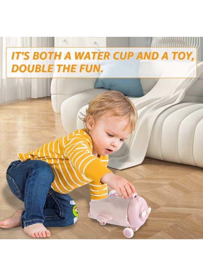 Twisoo Twisoo Plane Shape Kids Water Bottle with Straw - 500ml, Cute Reusable Drinking Bottle, Leak-Resistant, BPA-Free, Wide Mouth, with Strap and Stickers ( Pink ) - Image 4
