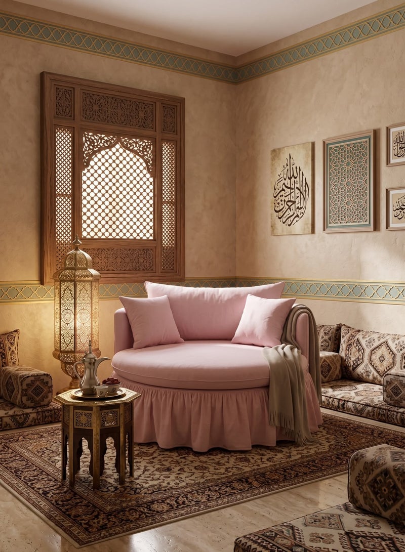 الندى للأثاث كرسي لاونج مودرن, دائري الخشب سويدي - Image 2