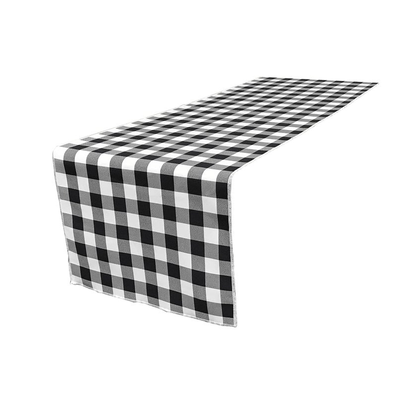 LA Linen Poly Checkered Table Runner 14 by 108Inch BlackWhite Checkered Gingham