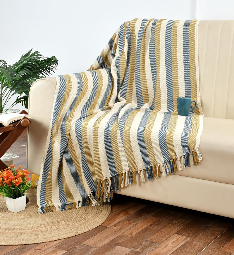 Furnofy 100% Cotton 100 TC Sofa Throw | Handmade Throw - 50X60 Inches (Multicolor) - Image 1