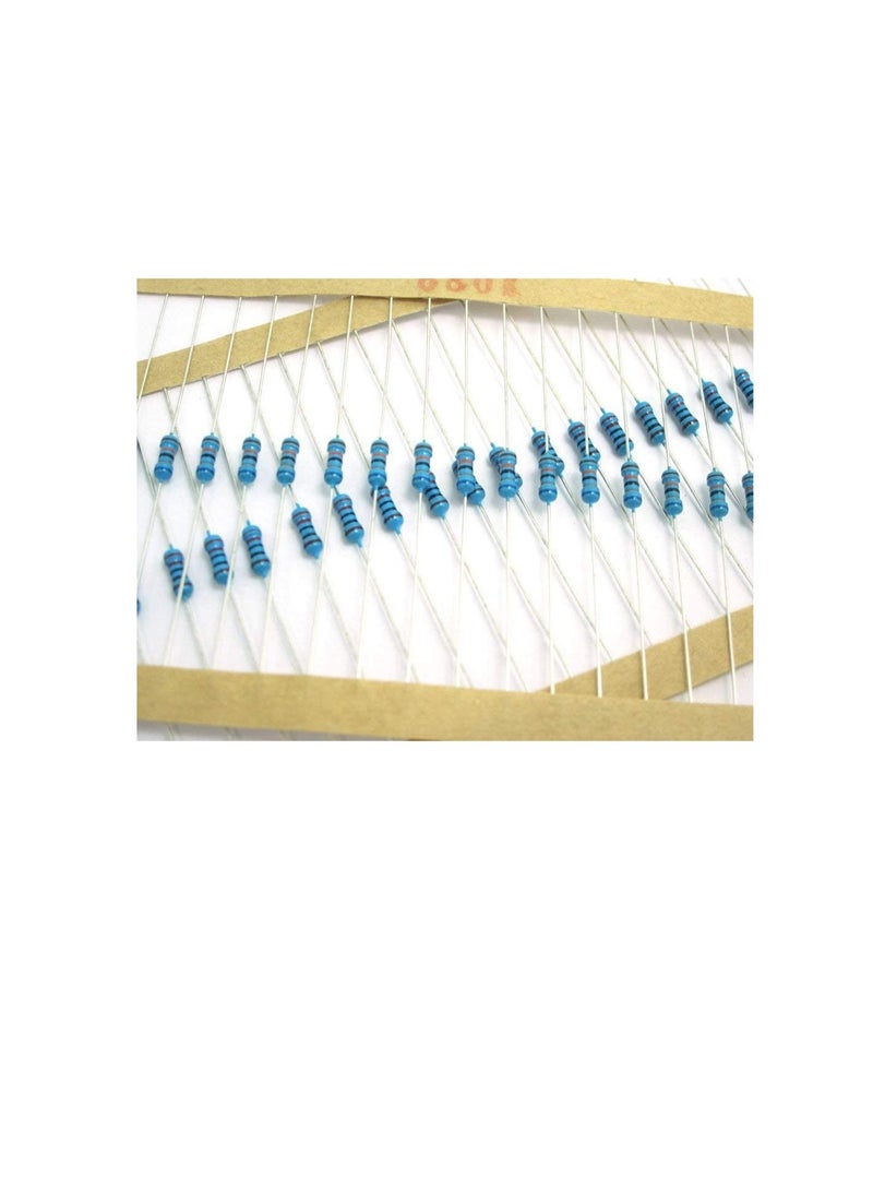 1/4W Metal Film Resistor, 5 Colour Ring Band 1% Ω Ohms Tolerance, For Electrical DIY Pack of 50 (1/4W 2.2KΩ (2200ohms))  - Image 2