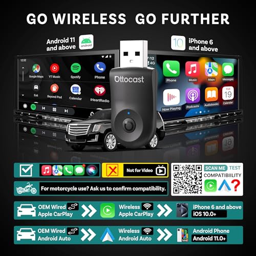 OTTOCAST Mini Dongle Wireless CarPlay Adapter for iPhone Android Auto Adapter 2in1 Convert Wired to Wireless Apple Car Play Plug Play USBC Low Latency 2016 Cars iOS 10Android 11 - Image 3