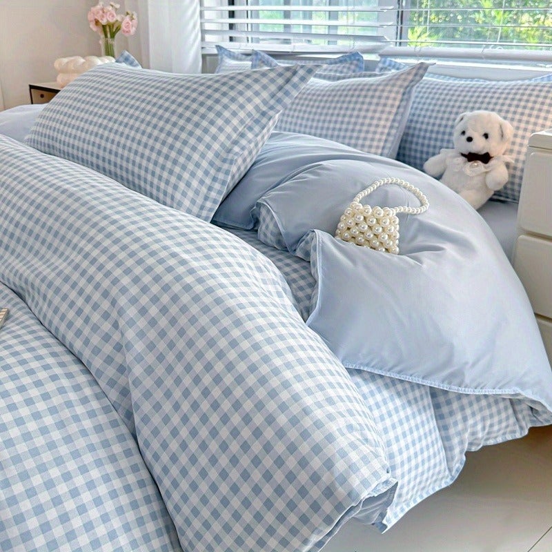 Luxurious 4pcs Bedding - Soft And Breathable Floral Print Duvet Cover, Flat Sheet, And Pillowcases - Skin-Friendly Polyester, Machine Washable - Perfect for All Seasons - Image 1