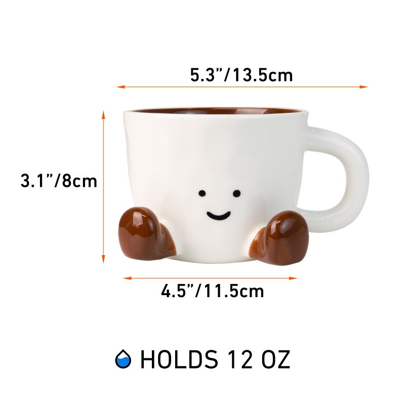 MSJGA Cute Coffee Mug for Women, Ceramic Funny Coffee Cup - 12 oz Novelty Unique Teacup with Handle - Artistic Coffee Mug for Family, Friends, Coworkers - Image 3