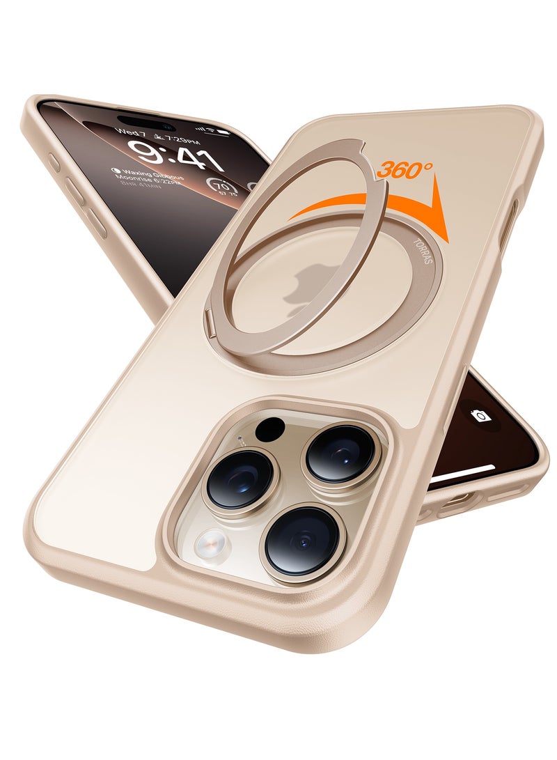 حلقة مغناطيسية دوارة 360° محدثة لحافظة آيفون 16 برو ماكس، مناسبة لمغسيف مع حامل وحلقة، مقاومة للصدمات بملف عسكري 16 قدم لحافظة آيفون 16 برو ماكس - Image 2