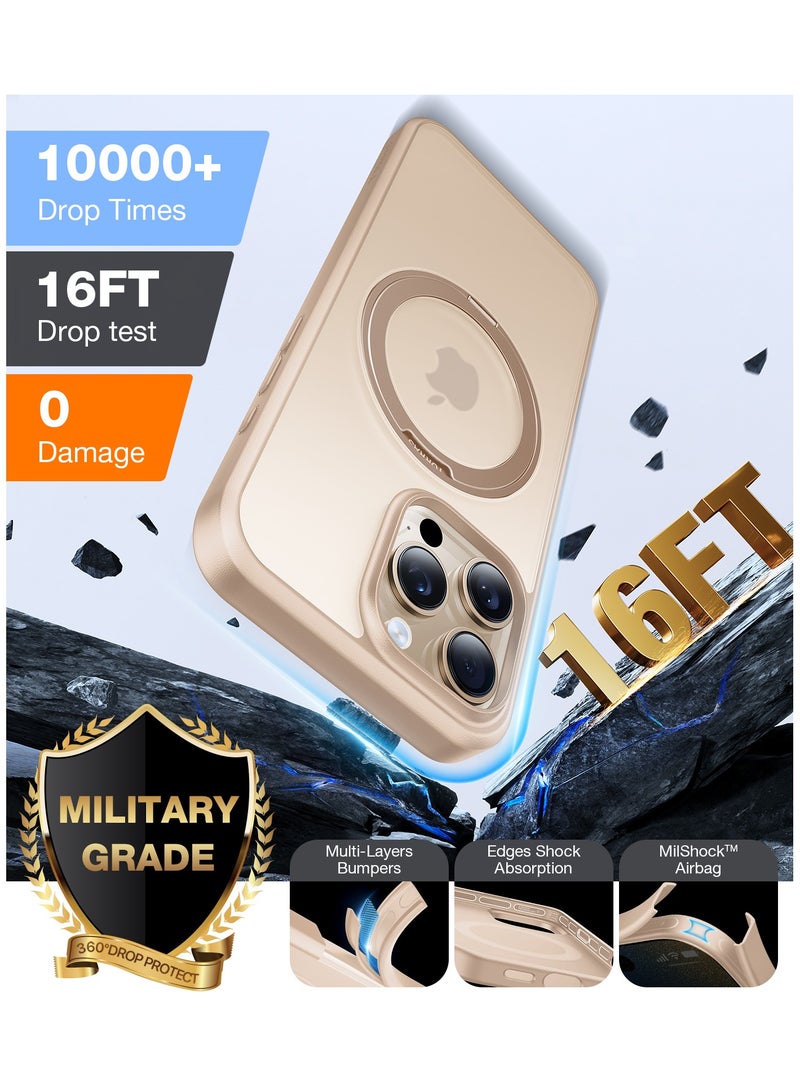 حلقة مغناطيسية دوارة 360° محدثة لحافظة آيفون 16 برو ماكس، مناسبة لمغسيف مع حامل وحلقة، مقاومة للصدمات بملف عسكري 16 قدم لحافظة آيفون 16 برو ماكس - Image 4