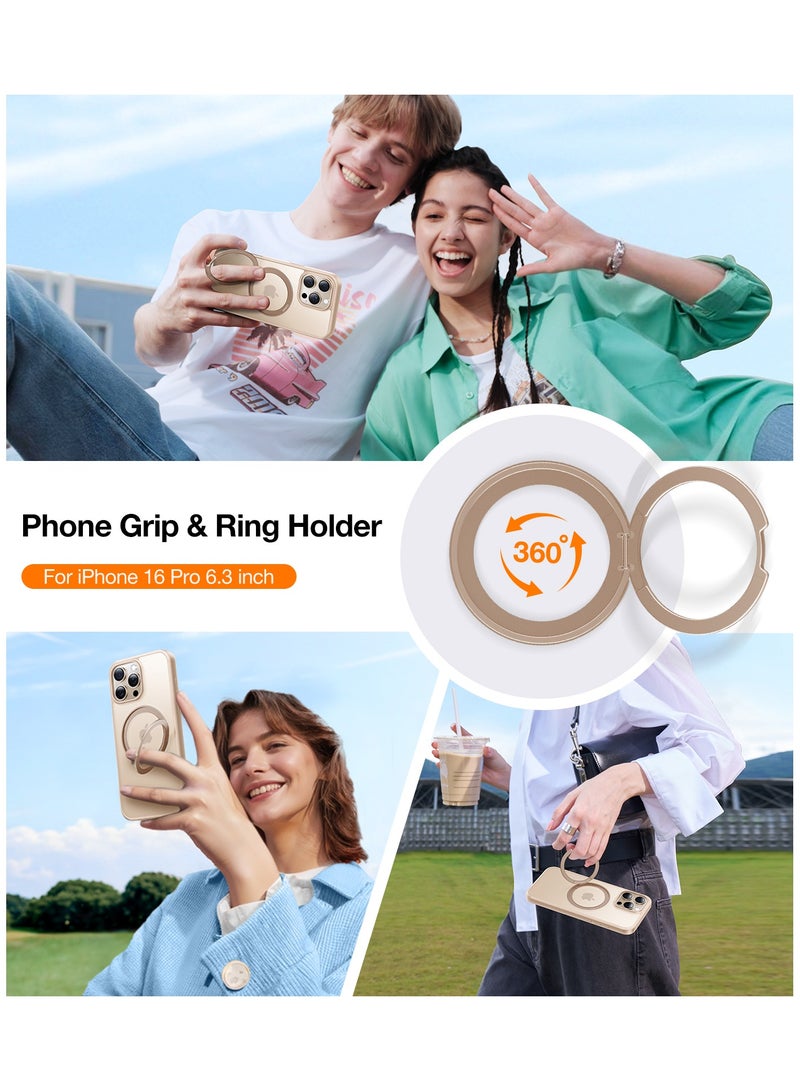 حلقة مغناطيسية دوارة 360° محدثة لحافظة آيفون 16 برو ماكس، مناسبة لمغسيف مع حامل وحلقة، مقاومة للصدمات بملف عسكري 16 قدم لحافظة آيفون 16 برو ماكس - Image 5