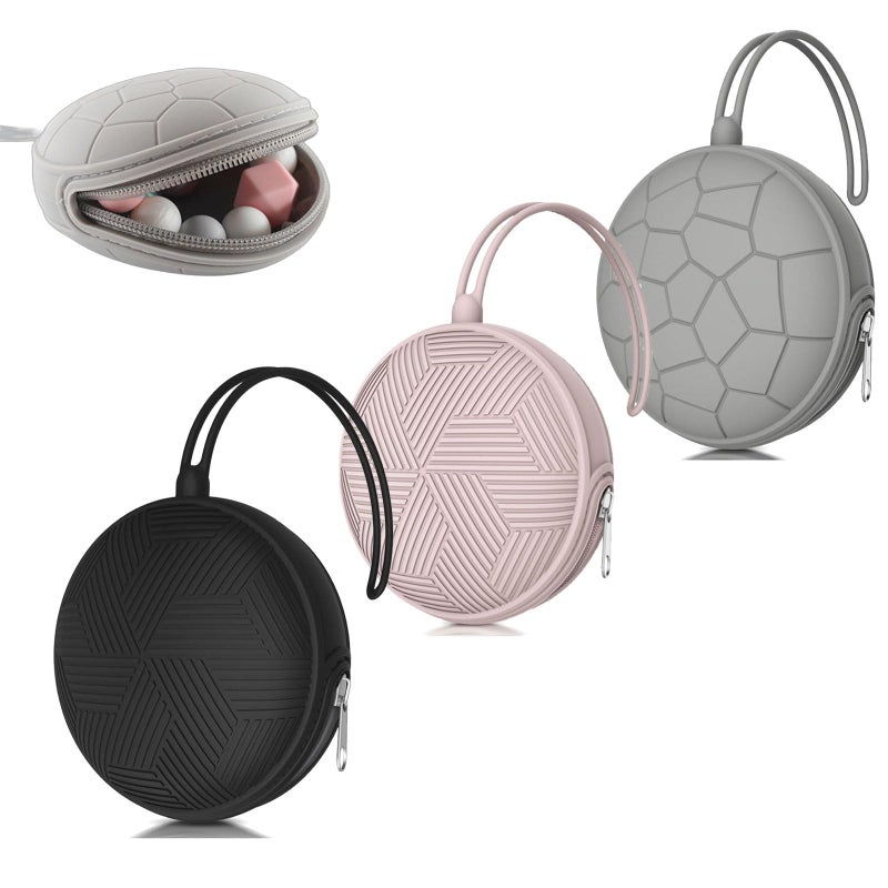 Smlpuame 4 Pack Pacifier Holder Case Set2 Silicone Portable Pacifier Cover Pouch Bag for Diaper Bags Baby Carriage with 2 Transparent Pacifier Storage Container BoxEasy to CleanPink Grey
