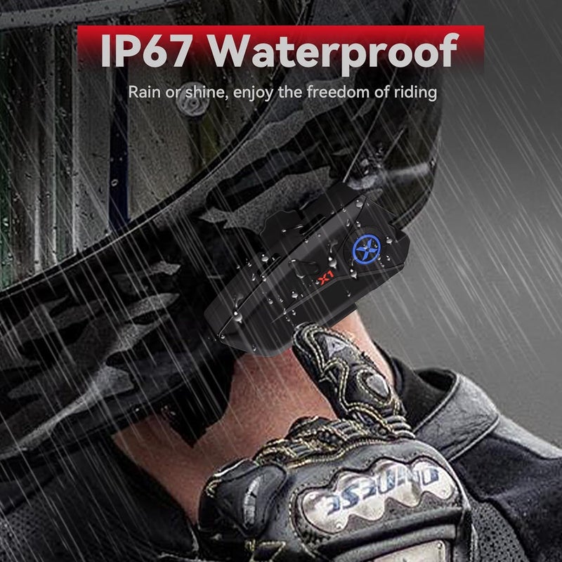 XGP X1 Motorcycle Helmet Bluetooth Headphones V5.3 with Voice Assistant and 40mm Speakers, IP67 Waterproof, 60 Hours Playtime - Image 5