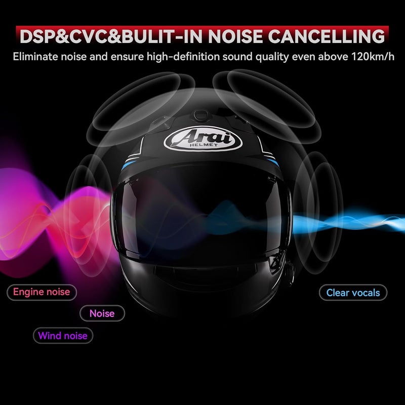 XGP X1 Motorcycle Helmet Bluetooth Headphones V5.3 with Voice Assistant and 40mm Speakers, IP67 Waterproof, 60 Hours Playtime - Image 4