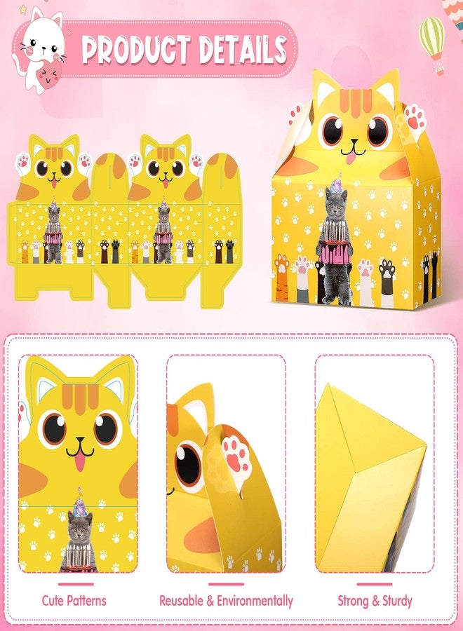 Nezyo 24 Pieces Cat Party Favor Boxes Kitten Theme Goodie Boxes Cute Candy Bags for Kids Birthday Supplies Decorations Adopt a Cat Party Favors, 8 Styles - Image 3