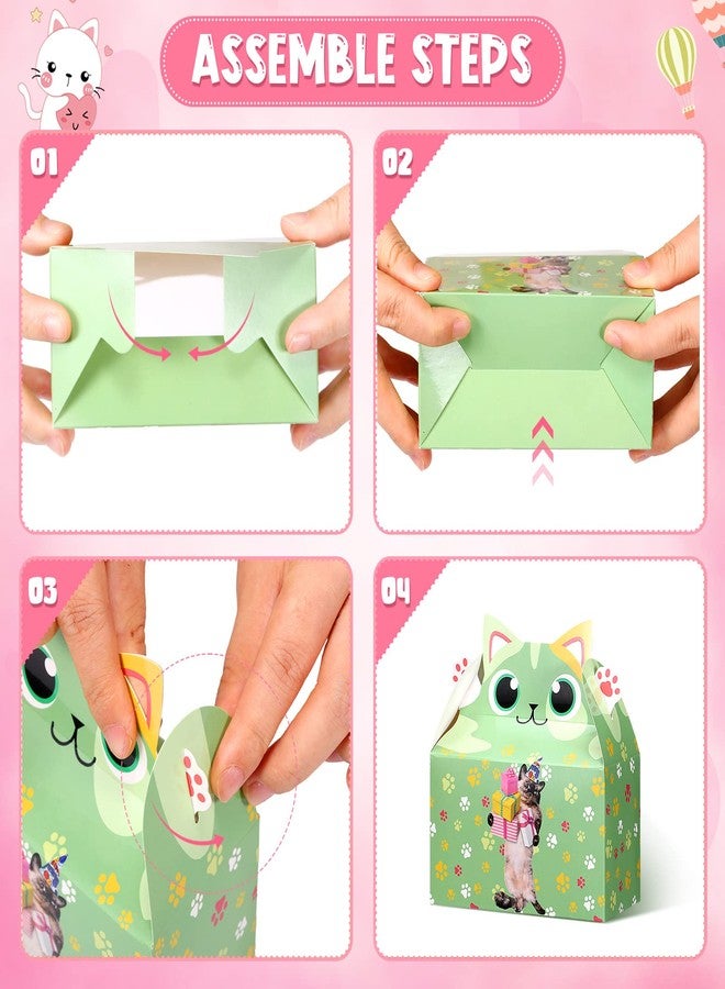 Nezyo 24 Pieces Cat Party Favor Boxes Kitten Theme Goodie Boxes Cute Candy Bags for Kids Birthday Supplies Decorations Adopt a Cat Party Favors, 8 Styles - Image 4