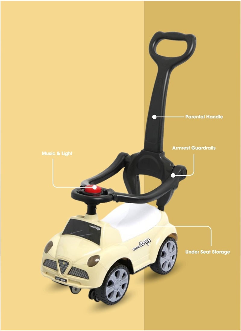 Moms Magic Stroller Sliding Walking Car for Kids – Interactive Toy with Music, Lights, Armrest Guardrails & Parental Handle  - Image 3
