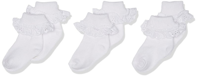 Jefferies Socks baby girls Newborn Eyelet Lace 3 Pair Pack infant and toddler socks, White, 12-24 Months US - Image 1