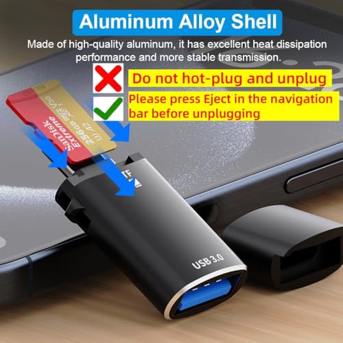 Verilux® 2 in 1 Card Reader with TF Jack, 2 in 1 Type C to USB 3.0 Adapter, Multifunction OTG Card Reader USB with 5Gbps High Speed Compatible for iPhone 16/15, Galaxy S24/S23, Laptops, MacBook - Image 5