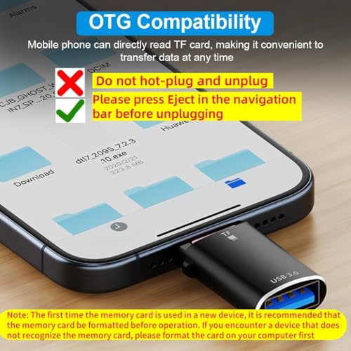 Verilux® 2 in 1 Card Reader with TF Jack, 2 in 1 Type C to USB 3.0 Adapter, Multifunction OTG Card Reader USB with 5Gbps High Speed Compatible for iPhone 16/15, Galaxy S24/S23, Laptops, MacBook - Image 3