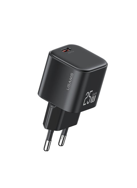 USAMS CC289 Wall Charger PD25W GaN Fast Charging Changer With Type-C Port(EU)-Black