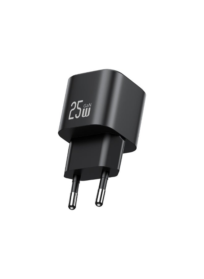 USAMS CC289 Wall Charger PD25W GaN Fast Charging Changer With Type-C Port(EU)-Black